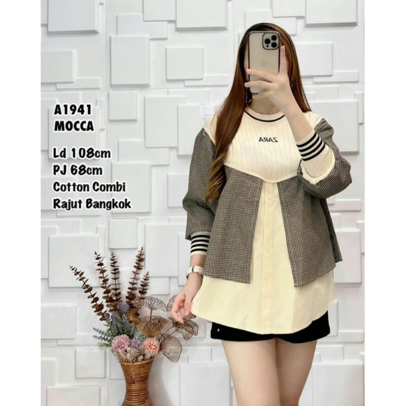 blouse rajut mic katun kotak import// LD 110 cm