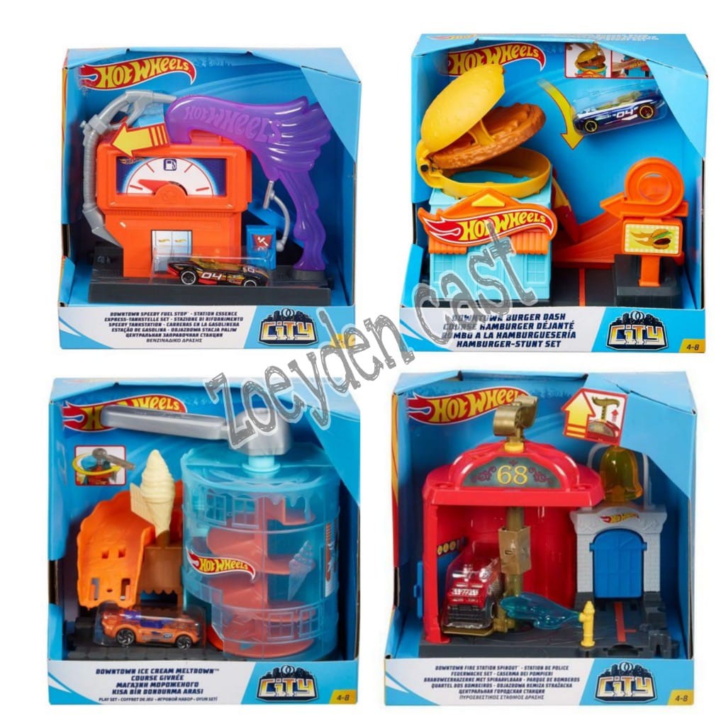 Jual hot wheels city downtown playset 