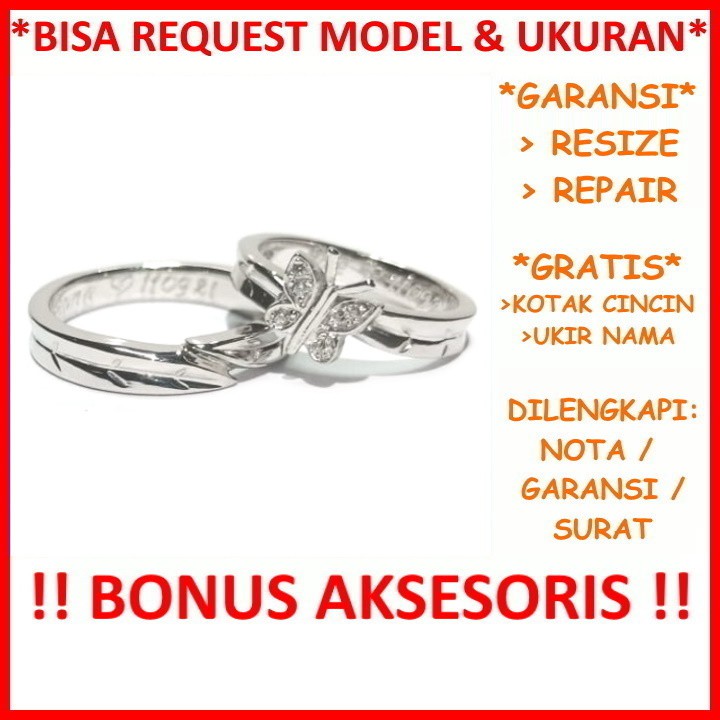 Gratis Ukir Nama Garansi Silver Asli Bisa Pesan Model Cincin Tunangan Perak Couple Kawin Nikah Id669