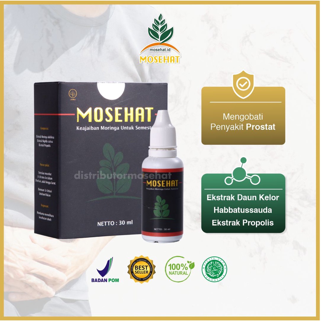 

Mosehat Obat Herbal Prostat Habbatussauda Propolis Daun Kelor Jamu Tetes Cair Original 100% Asli