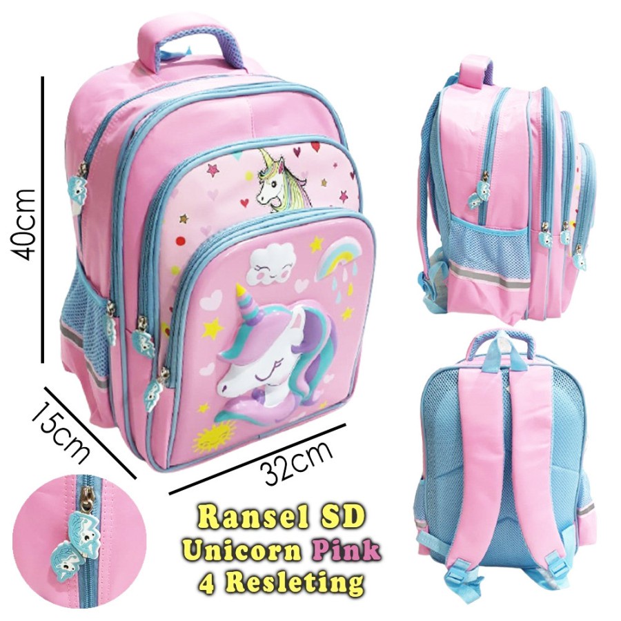 SALE 10.10 TAS RANSEL ANAK PEREMPUAN SEKOLAH SD GAMBAR KUDA PONY SUN 4Resleting dan 3 Resleting IMPORT ( Pilihan Varian sun odet dino Dinosourus Ice Cream )