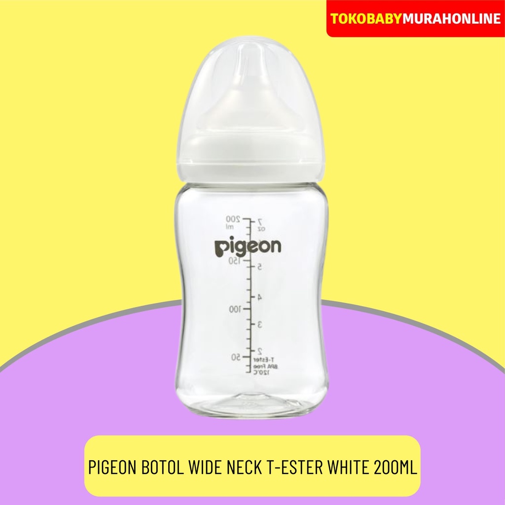 PIGEON BOTOL T-ESTER WIDE NECK 200ML WHITE W/ P-PLUS NIPPLE / BOTOL SUSU