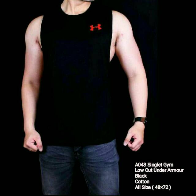 AMAZINGSHOP1  A043 Singlet Gym Low Cut Under Armour Black