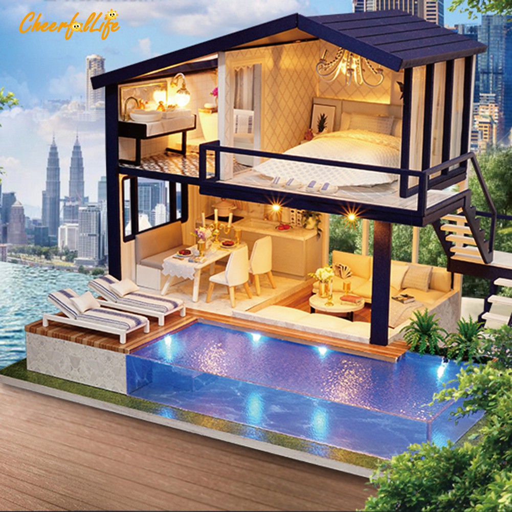 Cuteroom Doll House Furniture Diy 3d Wooden Time Apartment Toys Shopee Indonesia