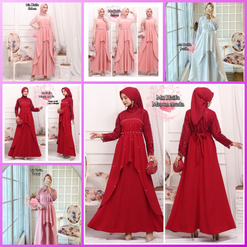gaun pesta muslimah elegan mewah pakaian wanita dress dress top baju pesta pernikahan baju persatuan