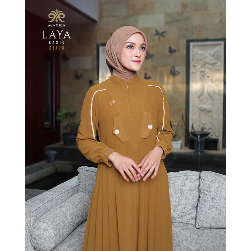 MAYRA BASIC DRESS GAMIS LAYA | LINING BABYDOLL ARMANY | RISLETING DEPAN BELAKANG-Dijon