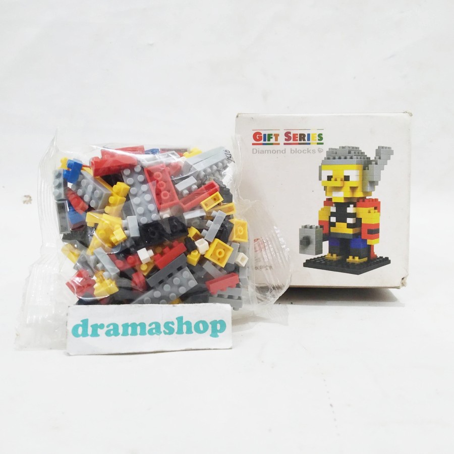 Mainan anak merakit Rakitan Lego Mini Brick Nano Diamond Block karakter thor