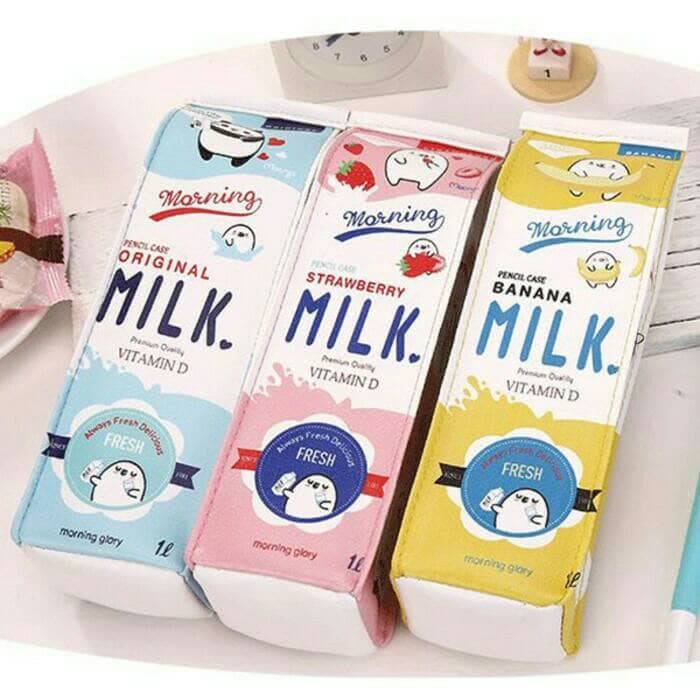 

nn Tempat pensil Milk / kotak pensil unik lucu /pencil case milk