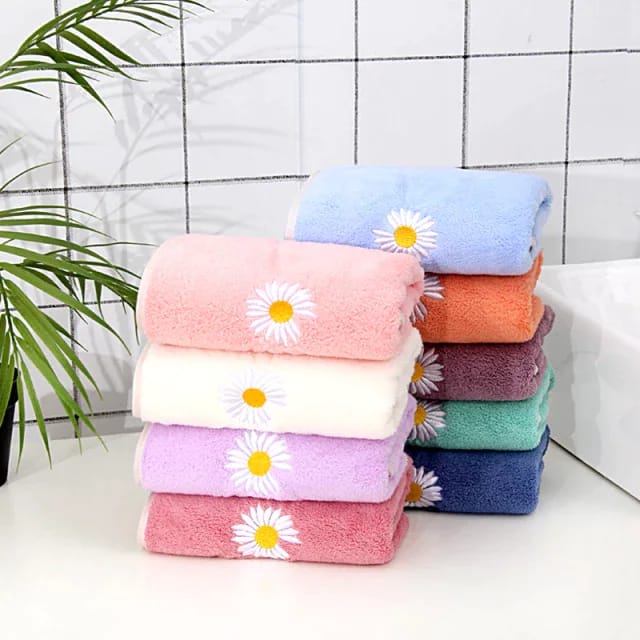 Handuk  mandi handuk Muka Micro Bulu Premium 35x75cm handuk bayi motif bunga Krisan super nyerap airimport