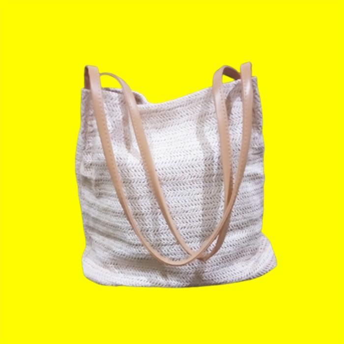Tas Totebag Wanita Pantai Tas Rajut Bahu Motif Rotan Travelling Lucu