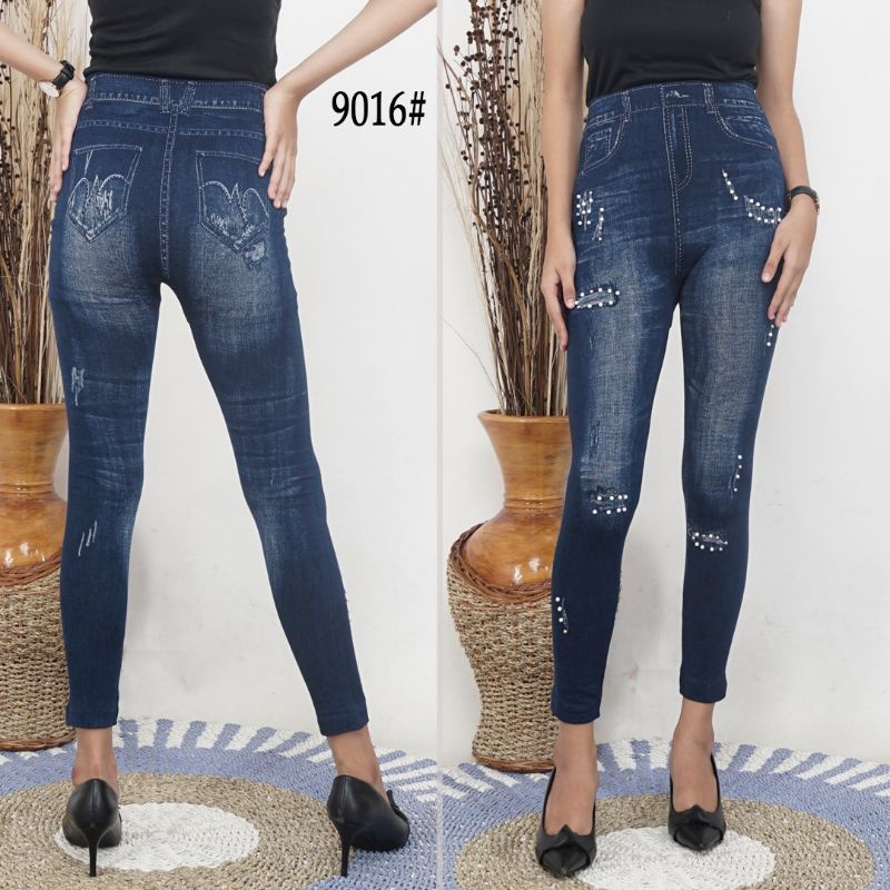 NEW LEGGING IMPORT MOTIF JEANS 9016#/LEGGING MURAH