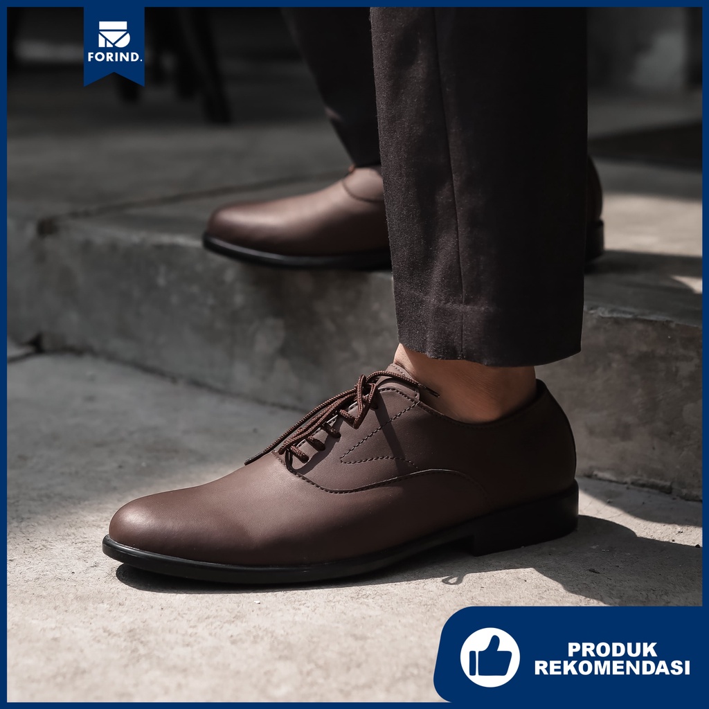 Oxford Brown | Sepatu Pantofel Formal Kasual Kerja Kuliah Pria/Cowok/Men Lokal Laces | FORIND Worka