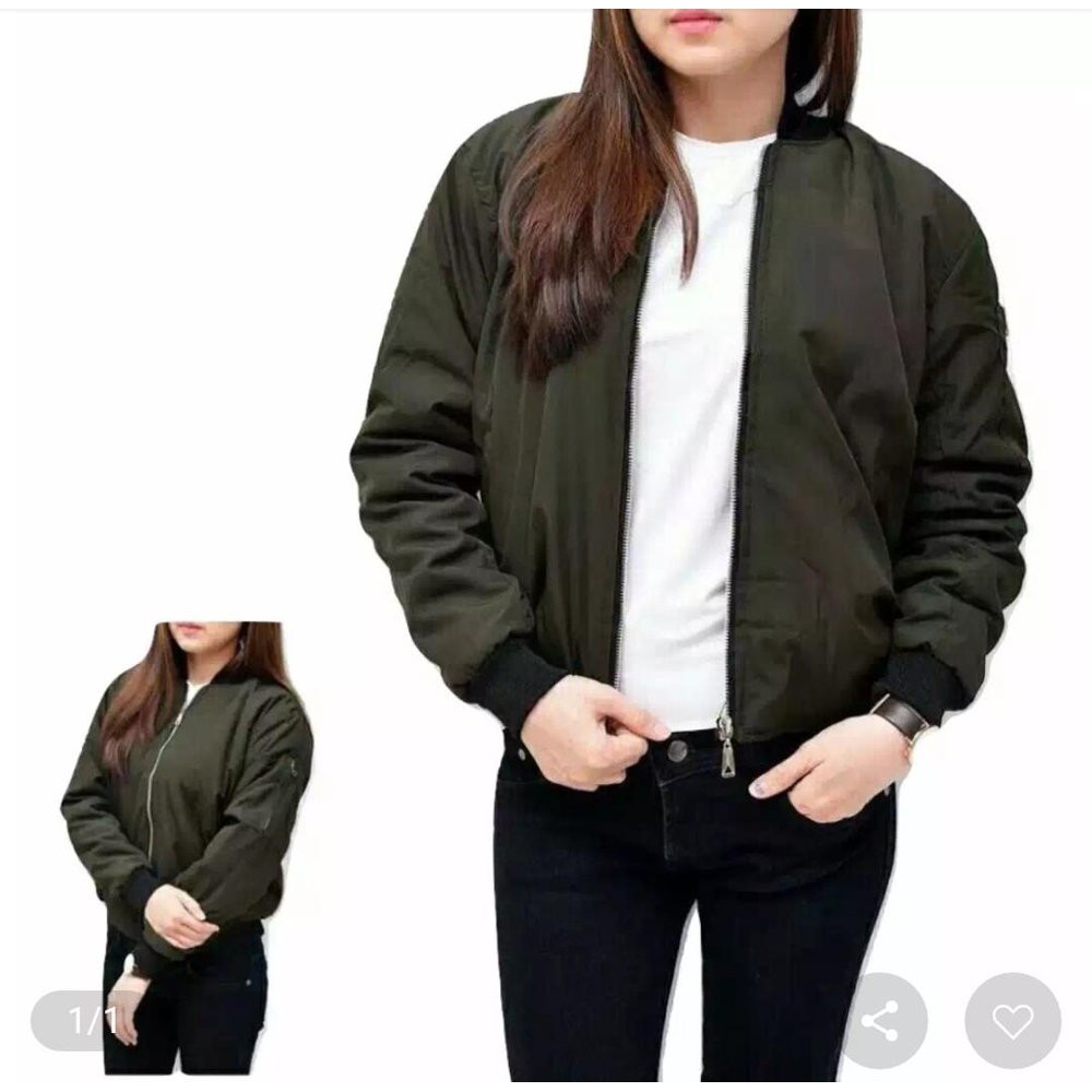 Jaket bomber wanita hijau army
