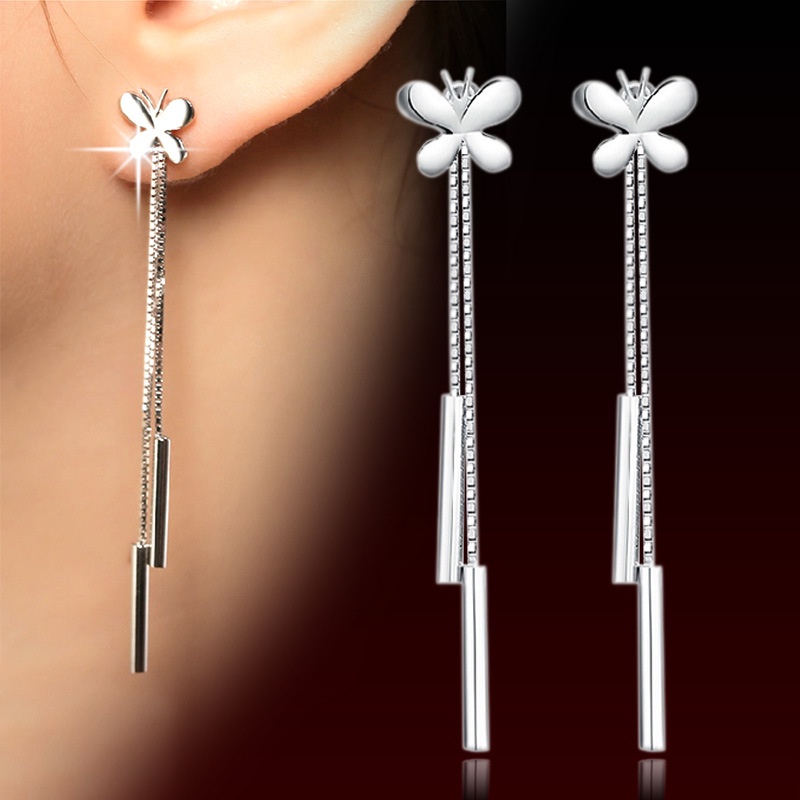 Anting Perak 925 Wanita Anting-Anting Pilar Kupu-kupu Perhiasan Fashion