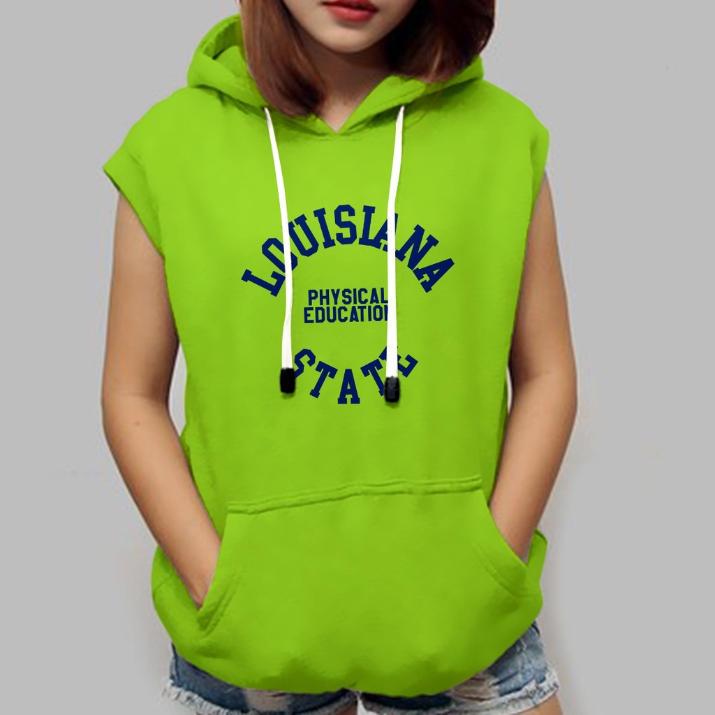 SLEEVELESS HOODIE LOUISIANA STATE ROMPI HOODIE WANITA KOREA  - VEST KEKINIAN PREMIUM