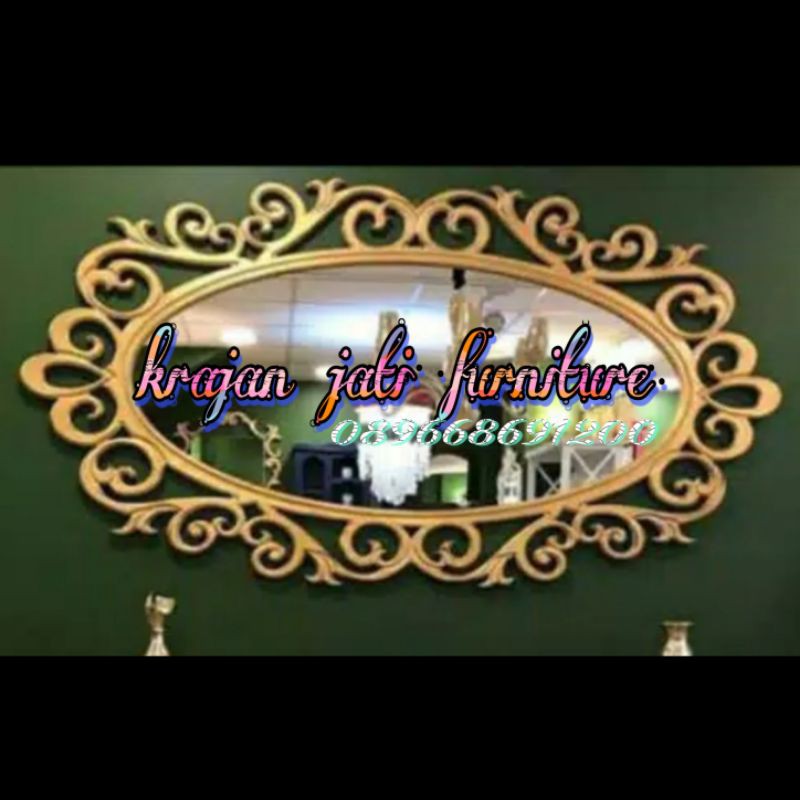 cermin tembok jati ukir Jepara/cermin dinding/cermin kayu jati