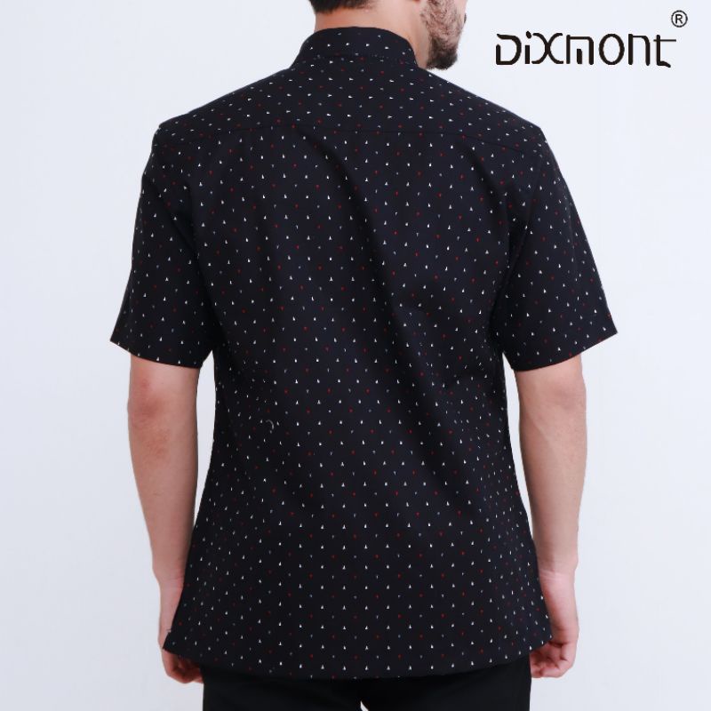 Dixmont Kemeja Pria Basic Formal Motif Lengan Pendek Hem MS 03121