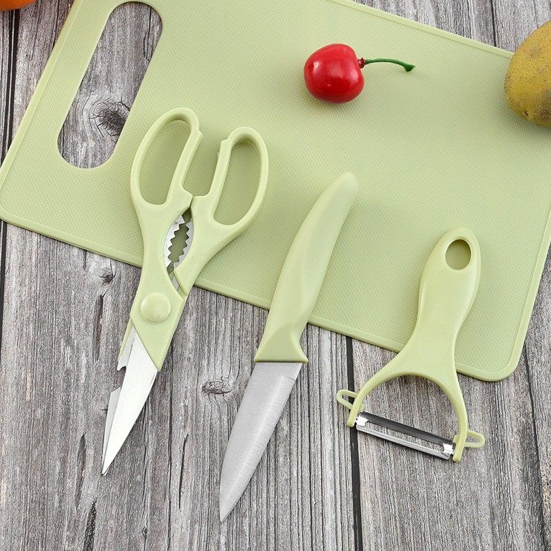 WL Shop Set Pisau Gunting Peeler Talenan Buah 4in1 Knife Dapur Fruit wlshop wlshop1