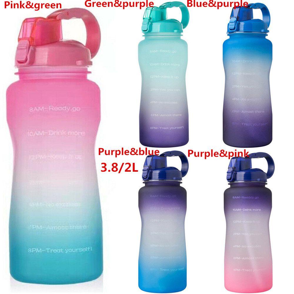 Suyo Botol Air Minum Ekstra Besar 3.8 / 2L Dengan Sedotan Untuk Gym / Olahraga