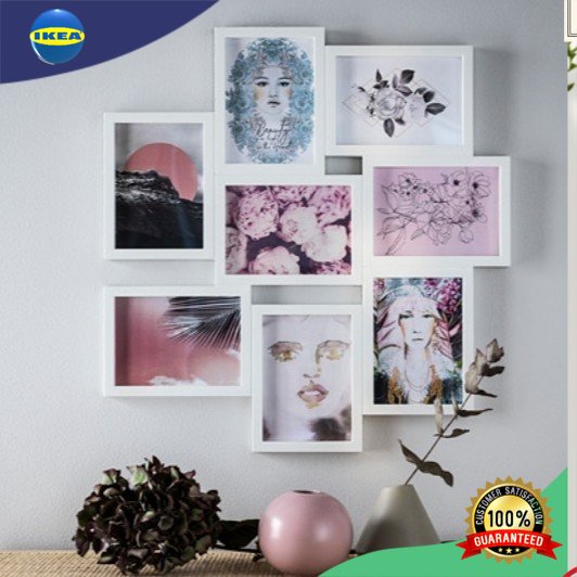 Bingkai Foto a VÄXB0  Bingkai kolase untuk 8 gambar, putih, 13x18 cm Frame Foto Kolase 8 Display Fot