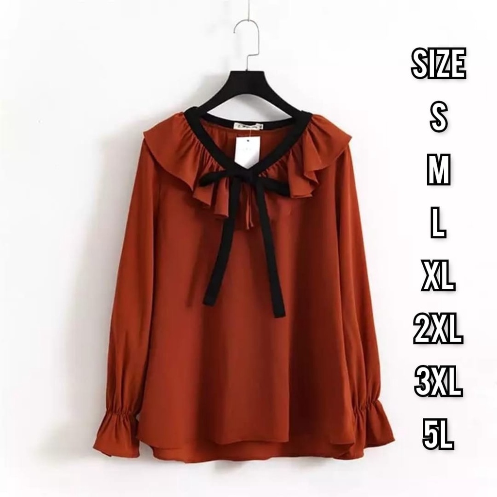 Vrita Blouse - Ukuran S M L XL XXL 3XL - Blouse Korea Jumbo - Atasan Wanita Jumbo - Baju wanita Korea Jumbo - Aatsan Wanita Big Size