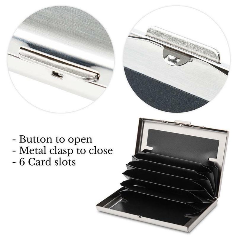 Dompet Kartu Aluminium 6 Slot Anti maling RFID tahan tekanan Proteksi kartu maximum pria wanita Antimagnetic Card Holder Women Men RFID Blocking Metal Slim Wallet Money Bag Anti-scan Credit Card Case Debit ID Cards Purse