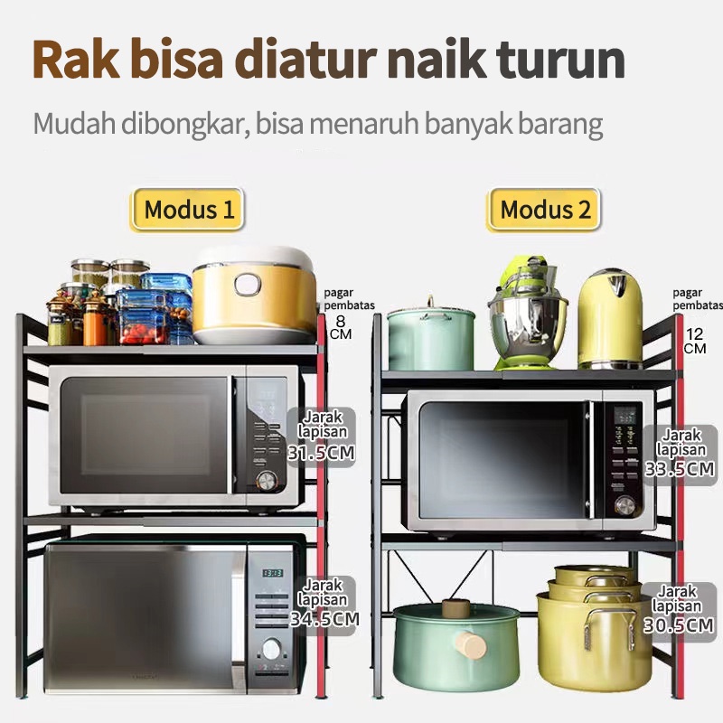 Rak Dapur Rak Microwave Dapat Disesuaikan Rak Oven Perlengkapan Multifungsi Rak