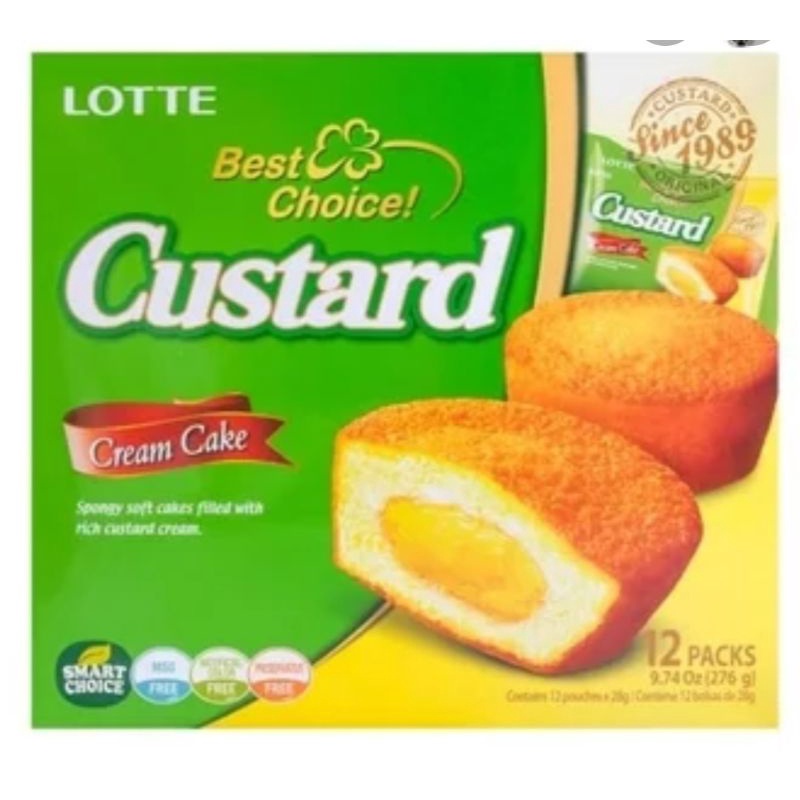 

lotte custard cake jumbo korean snack biscuit 253gr isi 12