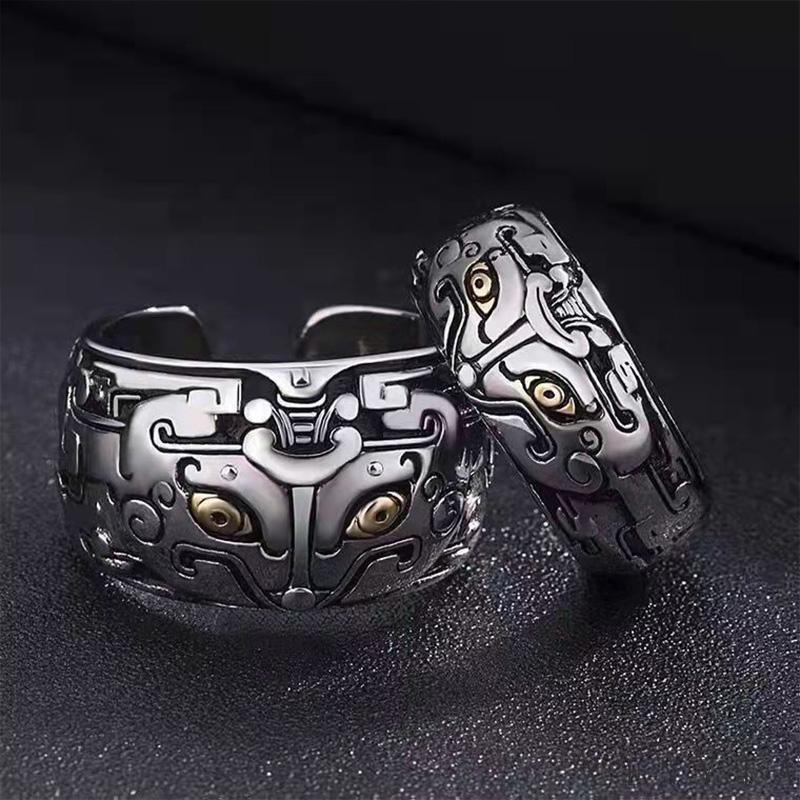 Cincin Model Terbuka Motif Hewan Gaya Retro Untuk Pria