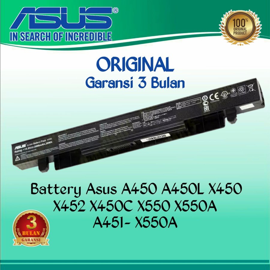 Baterai Laptop Asus X450 X450C X450CA X450VC X450VP X450VE Original