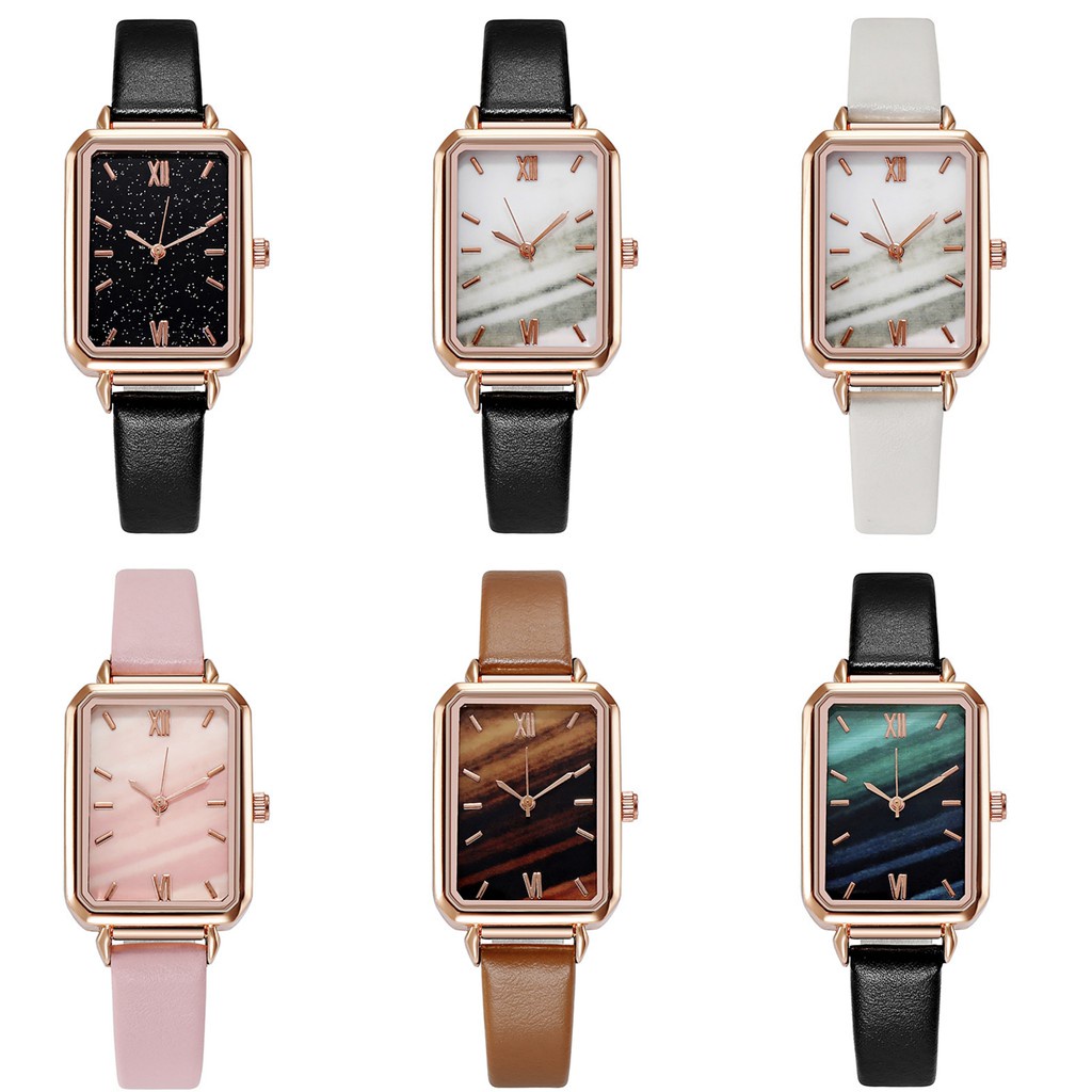 COD Jam Tangan Wanita Kotak Quartz Analog Strap Leather Fashion Import Rantai Analog Model Petak Perempuan W210 W211