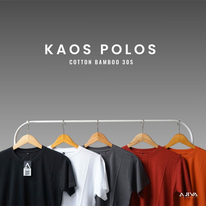 AJIVA.ID Kaos Polos Katun Bambu (T-Shirt Catton Bamboo) Baju Polos Unisex 30s