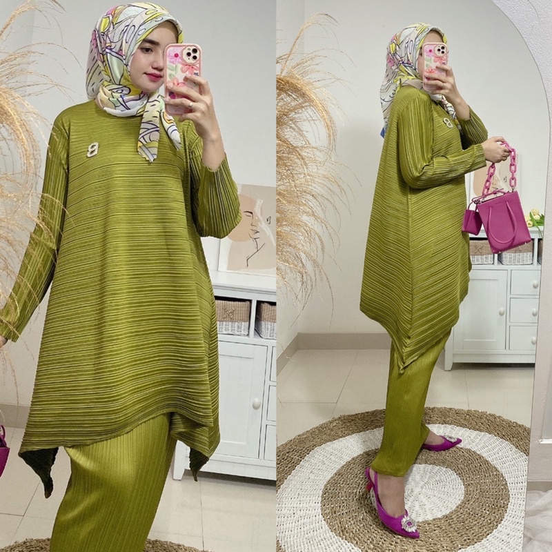 zaskia pleats set (set rok &amp; tunik)