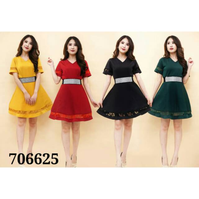 Dress 706625 vaganza brukat mekar + belt dress mekar natal