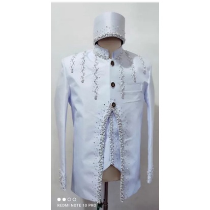 beskap pengantin putih bahan bridal