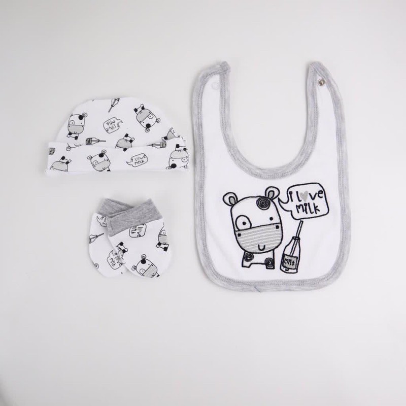 BABY K2 - BABY BODYSET 5 IN 1 MOTIF COW I LOVE MILK MEREK LITTLEDUCK KODE 00086