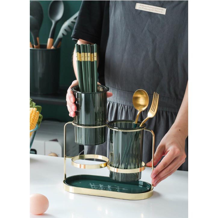 Rak Dapur Tempat Sendok Garpu Kitchen Storage Organizer - KK1687 - Green / Tampat Sendok Mewah