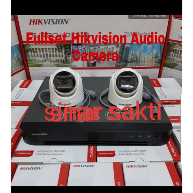 PAKET CCTV HIKVISION 2MP 4CH 2 CAMERA INCLUDE AUDIO/MIC KOMPLIT GARANSI RESMI 2 TAHUN