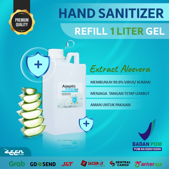 Hand Sanitizer Gel 1000 ml Refill Aseptic - BPOM HANDSANITIZER 1 liter 1 L