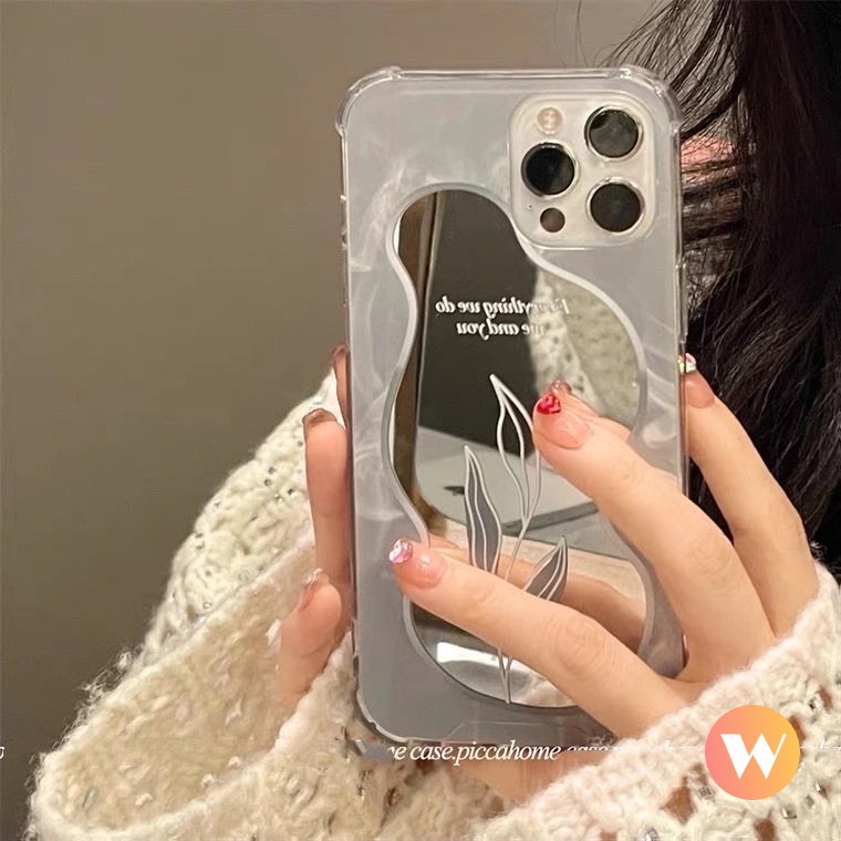 Soft Case TPU Motif Bunga / Bulan / Daun / Cermin Untuk IPhone 13 11 12 Pro Max 7 8 Plus XR X XS Max SE 2020