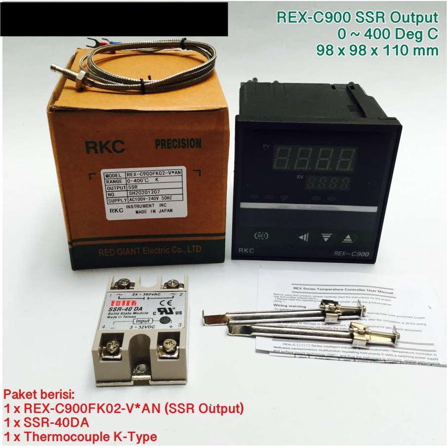 Paket C900 Out SSR-40A Digital PID Temperature Control sensor K-type