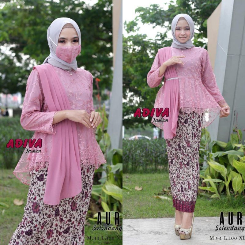 SETELAN AURORA SELENDANG LILAC/LAVENDER /KEBAYA WARNA UNGU-4