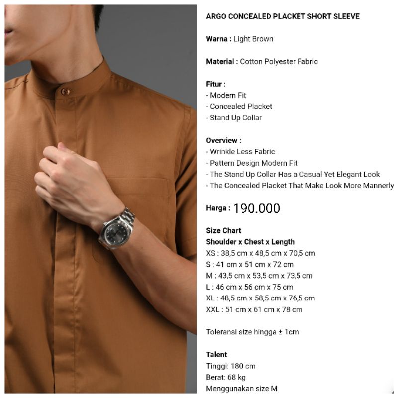 Argo concealed placket by Male id