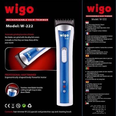 RECHARGEABLE HAIR TRIMMER WIGO W-222 alat cukur cukuran rambut