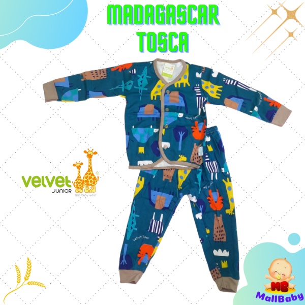 Velvet Junior Baju Bayi Velvet SML - Setelan Panjang KANCING TENGAH Piyama Bayi