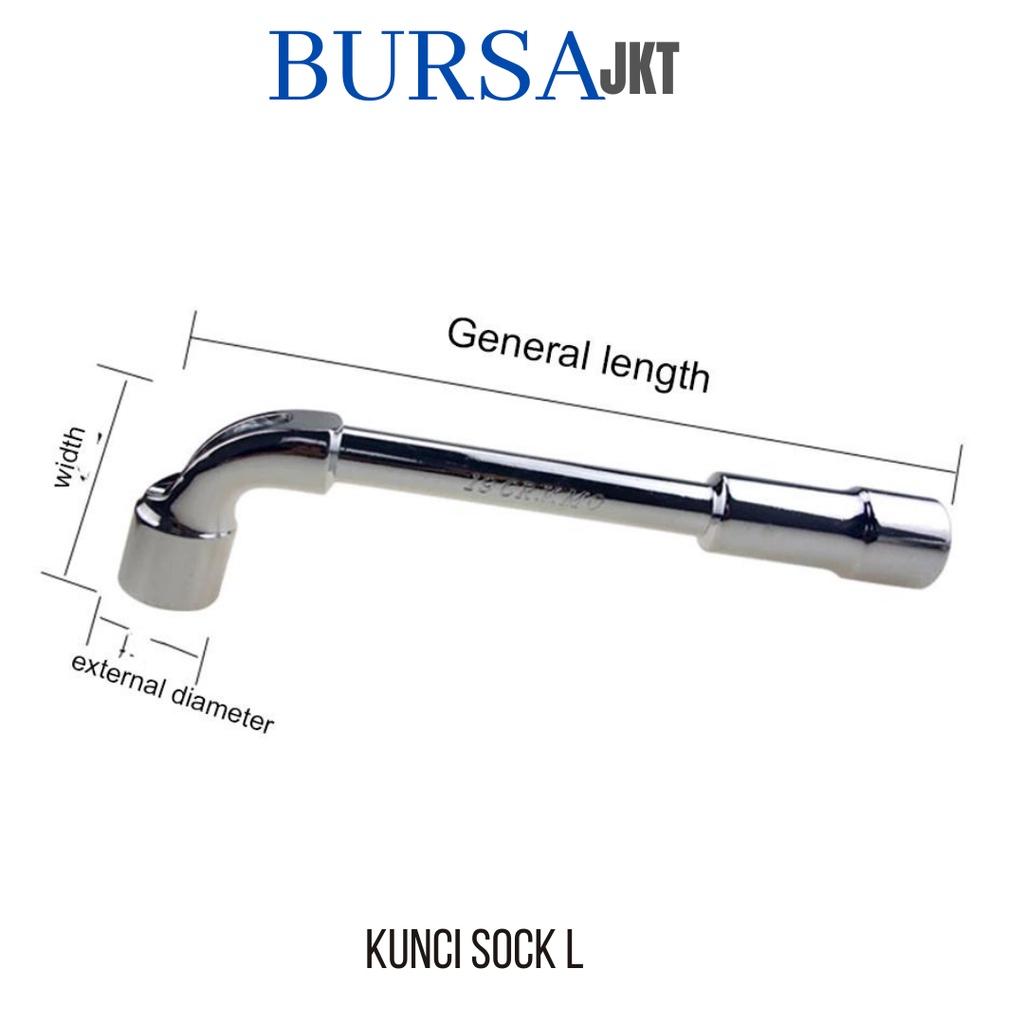 KUNCI SOK SOCK SHOCK WRENCH L PENDEK 1/2 6PT DUAL 8 MM