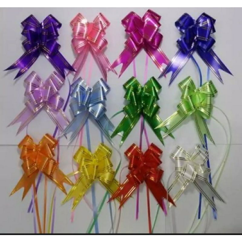 

(10 Pcs) Pita Tarik List Emas 30 / Pita Kado / Pita Serut / Pita Jadi /Pita Tarik Ukuran Besar