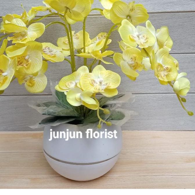 Bunga anggrek plastik jumbo pot bola besar/bunga hiasan meja /bunga anggrek jumbo artificial//