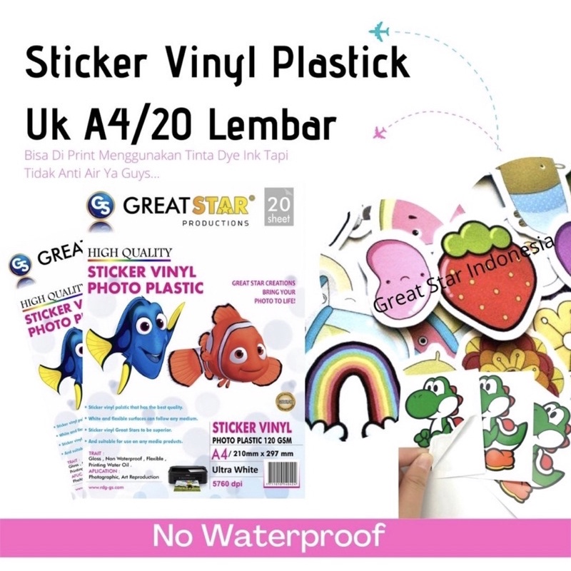 

STICKER VINYL PLASTICK A4/20 Lembar