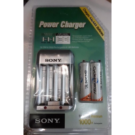 Charger Baterai AA / AAA Power Charger SONY BONUS 2 Pcs Baterai AA